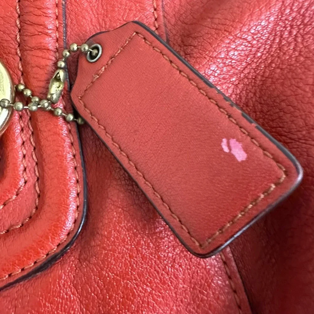 Vintage Coach Ashley Satchel Handbag Womens Red Leather Removable Strap Bag